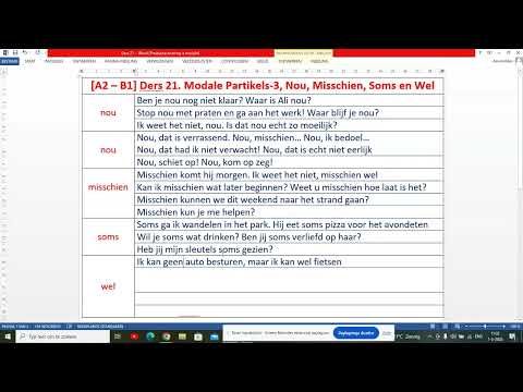 [A2 - B1] Ders 21. Hollandacada Nou, Misschien, Soms ve Wel Partikelleri. Partikels; Nou, Misschien