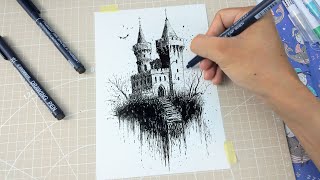 How To Draw Medieval Castle From Imagination | The Castle
