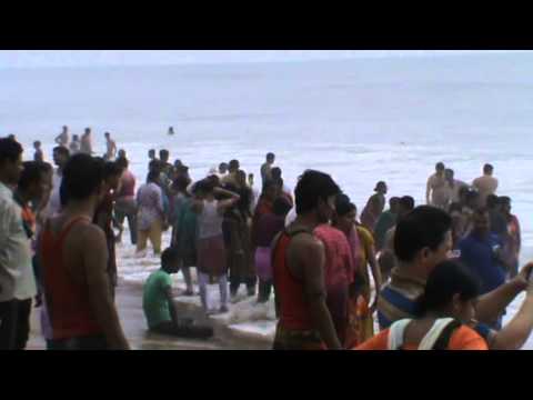 Crowed Sea Beach In Puri,Odisha.