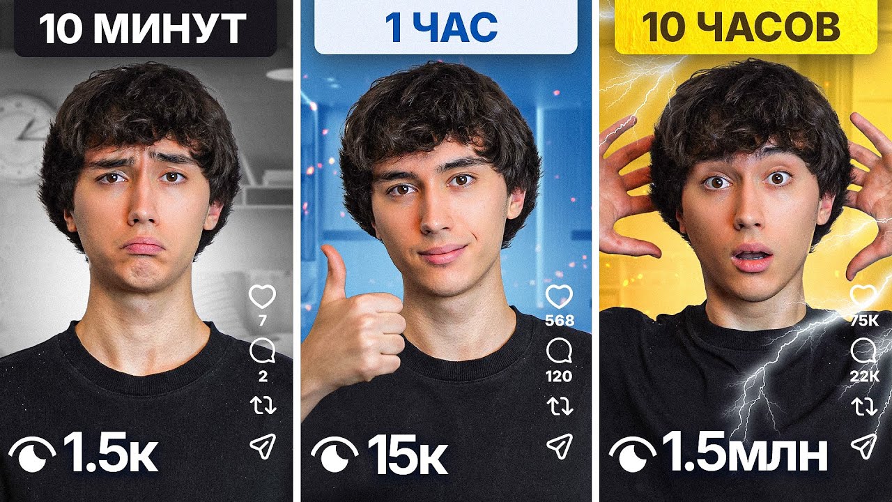 1 МИНУТА VS 1 ЧАС VS 10 ЧАСОВ МОНТАЖ