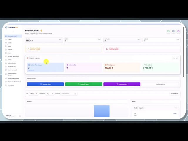 Tutoriel vidéo : Le tableau de bord — Formation FacturesPro