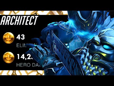 Architect Pro Genji Gameplay - 43 ELIMS! 4236 SR[ OVERWATCH SEASON 15 TOP 500 ]