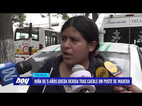 Niña de 5 años queda herida tras caerle un poste de madera