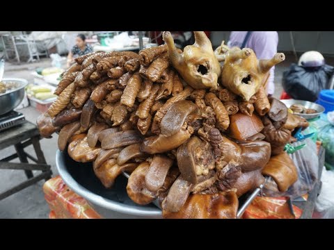 Chbar Ampov Night Street Food - Plenty Different Various Yummy Soup Selling on The Street in Town