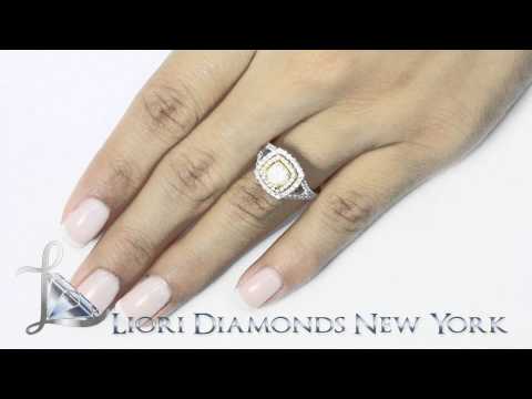 FD-099 - 1.41 Carat Fancy Yellow Radiant Cut Diamond Engagement Ring 18k Gold Pave Halo