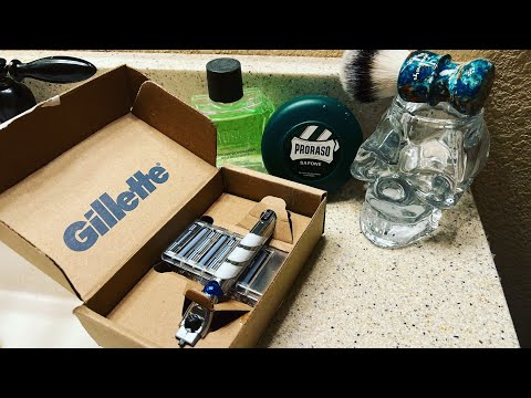 Gillette Mach 3 3D Razor. Proraso Green & Shavemac Synthetic.