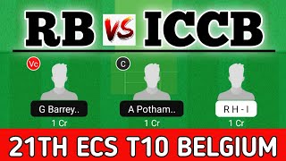 rb vs iccb dream11 prediction, iccb vs rb dream11, royal b vs international 21st ecs t10, rb vs iccb