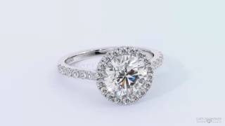 Halo Petal Basket Side Stone Round Cut White Gold Diamond Engagement Rings - Cape Diamonds