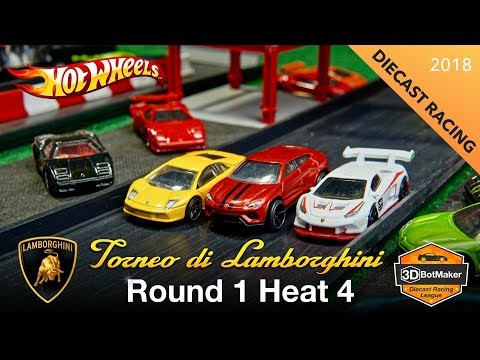 Round 1 Heat 4 - Tournament of Lamborghini - Hot Wheels Diecast Racing