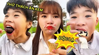 Super funny video compilation, mother and son challenge to eat ice cream in a UNIQUE style?!