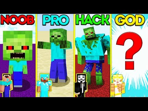 Minecraft Battle: NOOB vs PRO vs HACKER vs GOD: ZOMBIE MUTANT EVOLUTION CHALLENGE / Animation Video