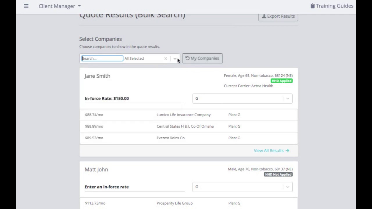 Client Manager - Multi-Client Quoting