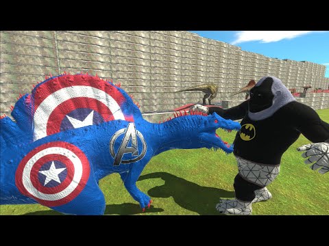CAPTAIN AMERIСA SPINOSAURUS VS BATMAN GORO DEATH RUN - Animal Revolt Battle Simulator