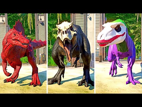 Joker Albertosaurus vs Monster Spinosaurus Dinosaurs Fight! 🌍JURASSIC WORLD EVOLUTION