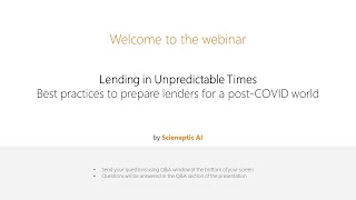 Webinar – Lending in Unpredictable Times: Best practices to prepare lenders for a post-COVID world