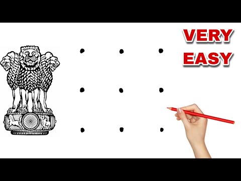 3X3 dots turns into National Emblem Drawing // India Emblem drawing // Independence Day drawing