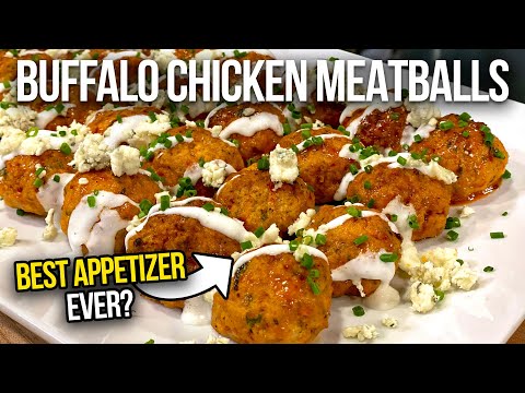 The BEST Buffalo Chicken Meatballs | Baked Chicken Meatball Recipe