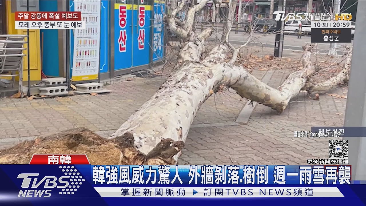 暴雪+颱風級強風襲韓!停電、航線停航 男被招牌壓死
