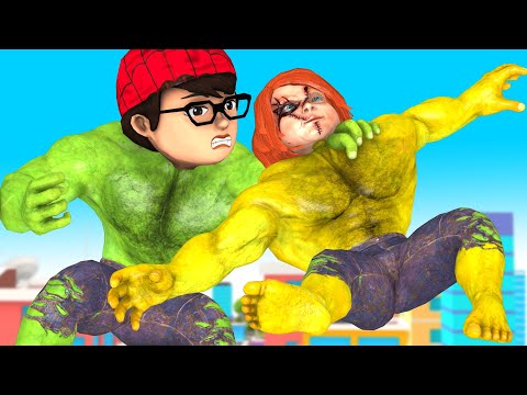 Poor Nick Transform Nickhulk Help Police vs Bad Zombie Chucky - Scary Teacher 3D Hero Animation
