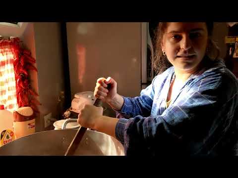 Making homemade Georgian snickers (Churchkhela)