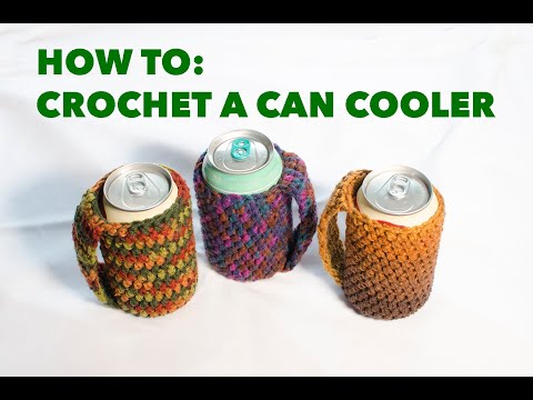 How to Crochet A Can Cozy with Handle,  Crochet Tutorial