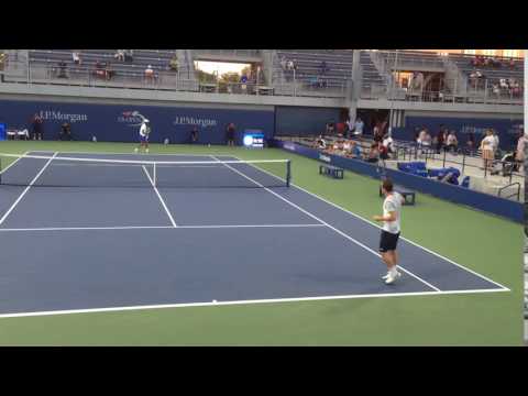 Satral Strikes Eubanks’s Serve on the Late Side, Watches It Work Out