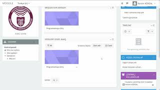 Moodle - Giriş, Kontrol Paneli, Ders Ayarları (eski arayüz)