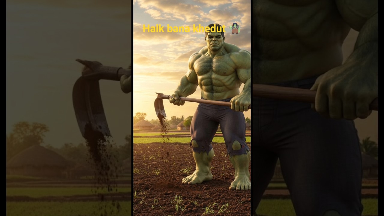 हल्क किसान बनकर खेत में मेहनत करता है 💪🌾Hulk Becomes a Farmer | Hard Work in the Fields🧌#tags #shots