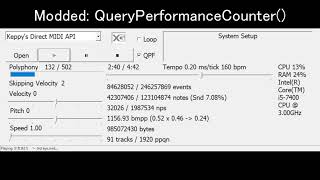 TMIDI MiniMod 1.5 | timeGetTime() vs QueryPerformanceCounter()