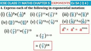 EXPONENTS / CLASS 7 MATHS/ ICSE BOARD/ CHAPTER 5/ EX 5A ( Q 4)