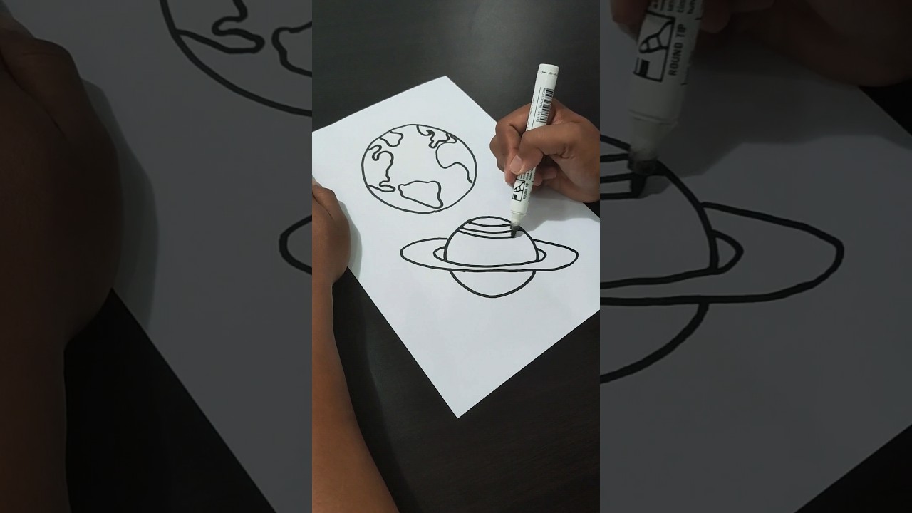 Menggambar planet bumi dan saturnus #drawingtutorial #howtodraw #caramenggambar #mewarnai