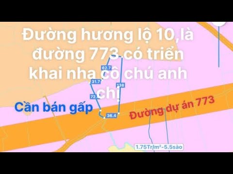 Đường dự án hương lộ 10. Là đường 773, cần bán dt 7063m , thổ cư 140m , m bê tông lớn 36,4m đất Hồng