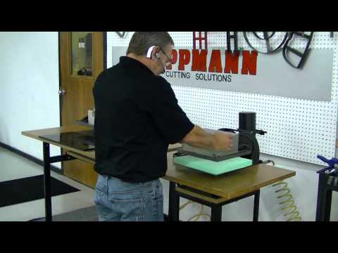 Tippmann Clicker 1500 cutting sponge material using a 1.25" steel rule cutting die
