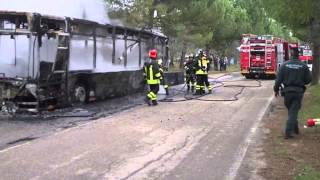 Loreto: autobus della Gtm in fiamme