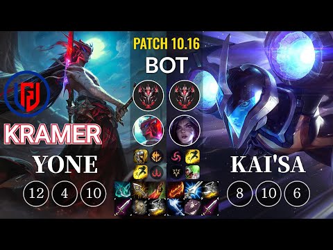 LGD Kramer Yone vs Kai'Sa Bot - KR Patch 10.16