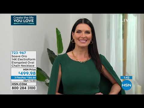 Soave Oro 14K Gold Electroform Elongated Oval Chain Neck...