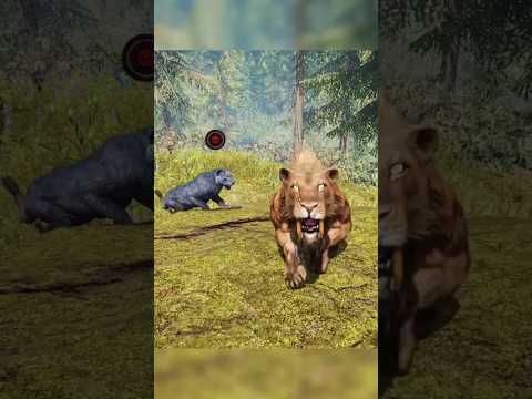 Rare Black Lion 🦁 VS Sabertooth Tiger | stone Age 🪨| far cry primal #shorts #gaming