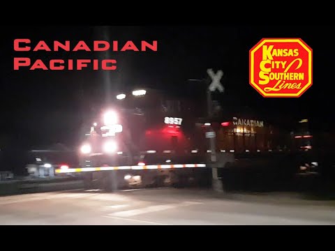 Canadian Pacific ES44AC leads KCS empty steel train Vandalia, MO 4-6-19