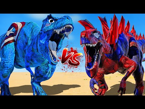 Spider-Man Zilladominus Rex vs Captain America T-Rex vs Spinosaurus 🌍 Jurassic World Evolution