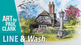 How to Paint a Country Cottage in Line and Wash using Watercolour.