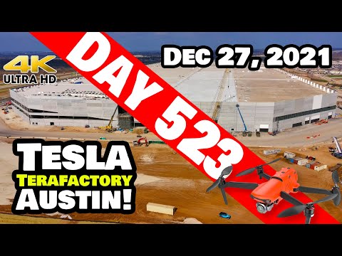 Tesla Gigafactory Austin 4K  Day 523 - 12/27/21 - Tesla Texas - SOUTH END OF GIGA TEXAS WALLED IN!