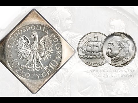 Próby okresu międzywojnia - klipa Sobieski, 5 zł Strzelecki-Piłsudski, Żaglowiec