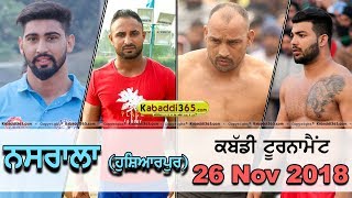 Nasrala (Hoshiarpur) Kabaddi Tournament 26 Nov 2018