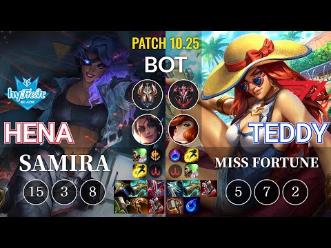 hyF Hena Samira vs T1 Teddy Miss Fortune Bot - KR Patch 10.25