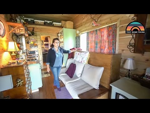 She Lives In A 180 Sq Ft Tiny House - DIY Murphy Bed & Other Clever Build Designs