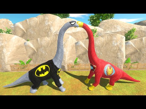 NEW BATMAM vs ALL IRON MAN BRACHIOSAURUS BATTLE DEATH RUN - Animal Revolt Battle Simulator