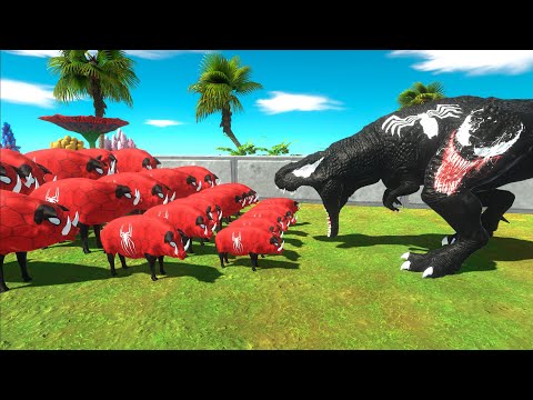⚡ SPIDERMAN ARMY PIGS vs T-Rex VENOM DEATH RUN - 🦖 Animal Revolt Battle Simulator 🦕