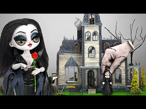 The Addams Family Craft Challenge! Miniature House, Morticia Doll, And Spooky Bookshelf!