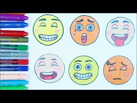 EMOJI Coloring Pages | How To Draw and Color Emoji Faces | Kids Learn Colors with Coloring Pages