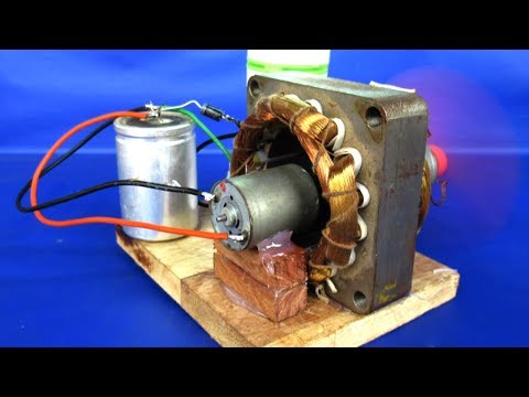 New free energy electric dc motor generator 220v AC to 12V DC - DIY Experiments projects at school